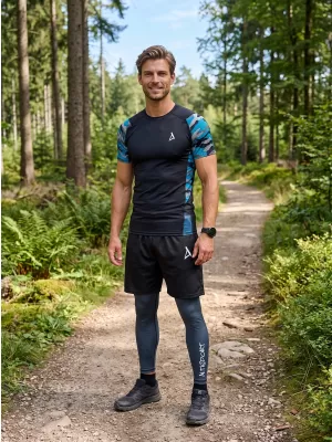 Hochwertiges Funktions-Kompressions-T-Shirt mit kurzen Ärmeln für Herren ALTISPORT VOJ/ALM038TR04 KEROSIN/SCHWARZ