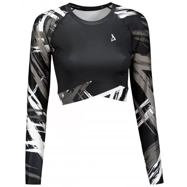  Hochwertiges Funktions-Crop-Top mit langen Ärmeln für Damen ALTISPORT VOJ/ALW039TR04 SCHWARZ-WEISS 
