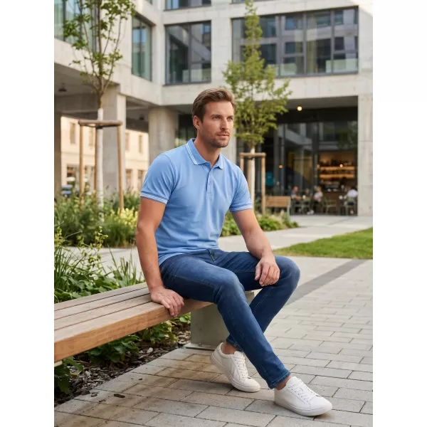  Herren-T-Shirt mit Kragen ALTISPORT NoPrint NP/ALM912 HIMMELBLAU 