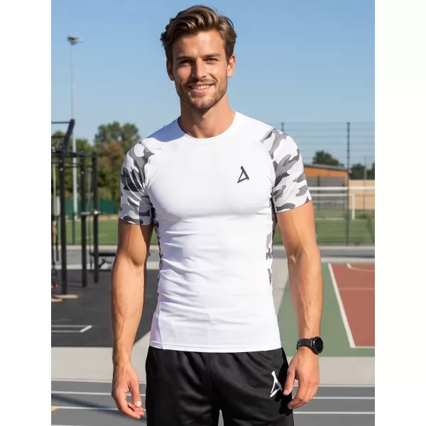  Hochwertiges Funktions-Kompressions-T-Shirt mit kurzen Ärmeln für Herren ALTISPORT VOJ/ALM038TR04 WEIß 