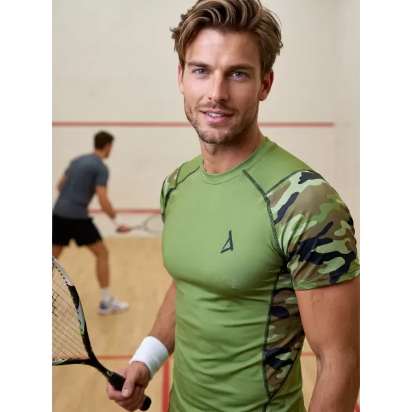  Hochwertiges Funktions-Kompressions-T-Shirt mit kurzen Ärmeln für Herren ALTISPORT VOJ/ALM038TR04 GRÜN/KHAKI 