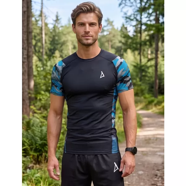  Hochwertiges Funktions-Kompressions-T-Shirt mit kurzen Ärmeln für Herren ALTISPORT VOJ/ALM038TR04 KEROSIN/SCHWARZ 