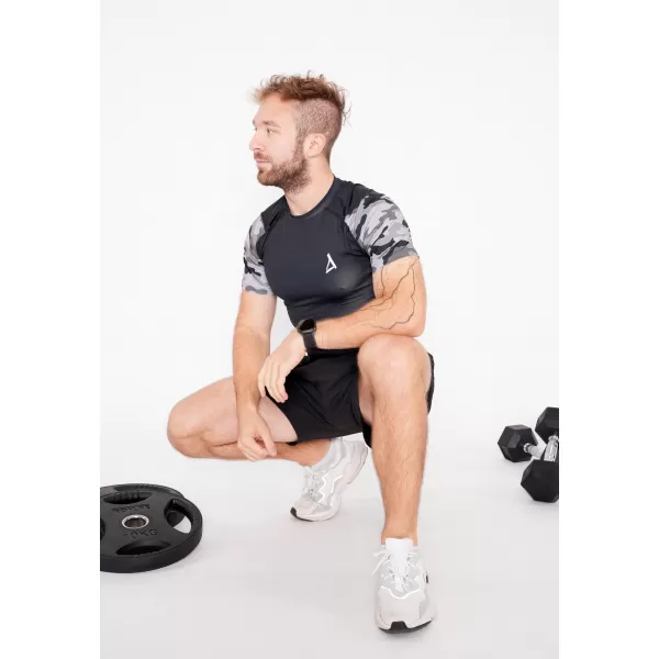  Hochwertiges Funktions-Kompressions-T-Shirt mit kurzen Ärmeln für Herren ALTISPORT VOJ/ALM038TR04 GRAU 