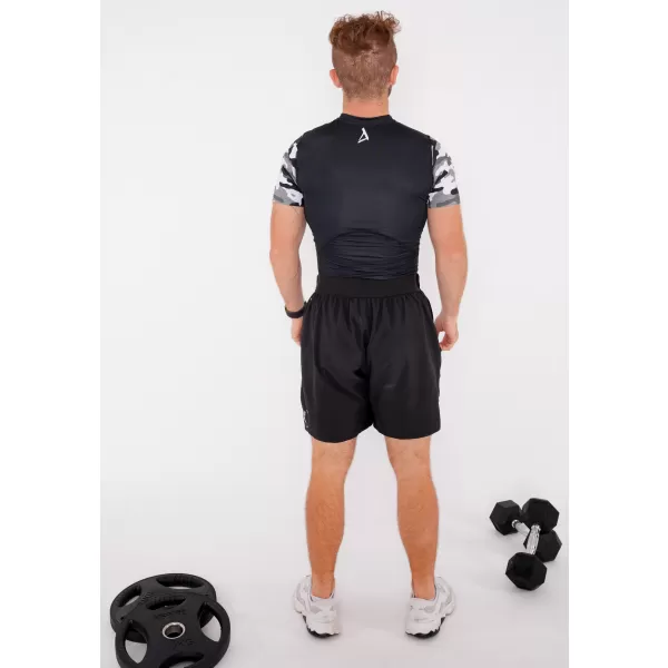  Hochwertiges Funktions-Kompressions-T-Shirt mit kurzen Ärmeln für Herren ALTISPORT VOJ/ALM038TR04 SCHWARZ UND WEIß 