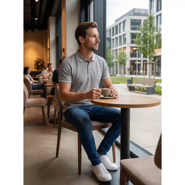  Herren-T-Shirt mit Kragen ALTISPORT NoPrint NP/ALM912 DUNKELGRAUE HIGHLIGHTS 