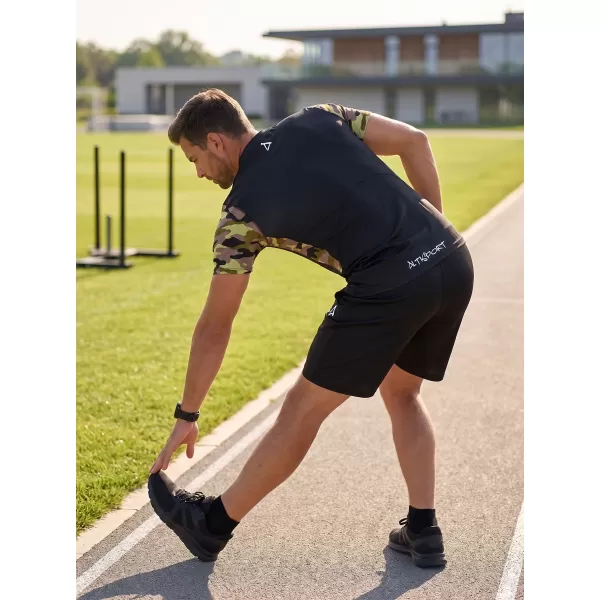  Hochwertiges Funktions-Kompressions-T-Shirt mit kurzen Ärmeln für Herren ALTISPORT VOJ/ALM038TR04 SCHWARZ UND GRÜN 