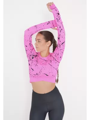 Hochwertiges Funktions-Crop-Top mit langen Ärmeln für Damen ALTISPORT VOJ/ALW034TR04 FLUO-ROSA