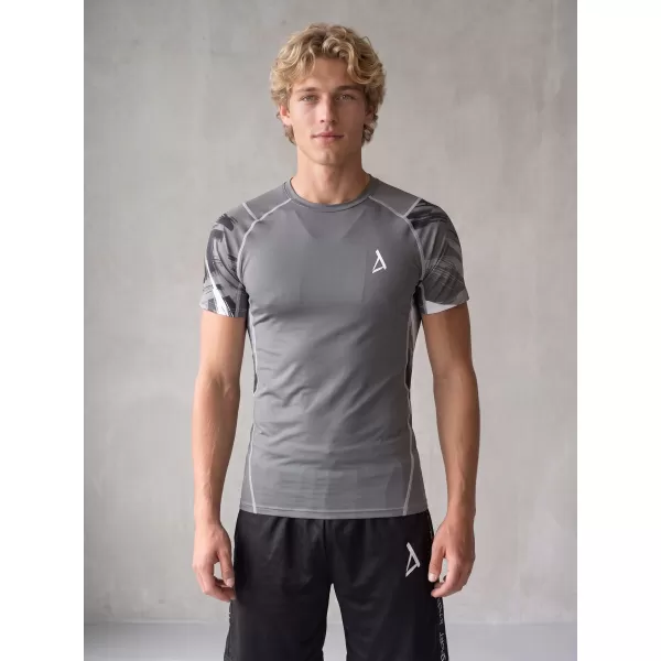  Hochwertiges Funktions-Kompressions-T-Shirt mit kurzen Ärmeln für Herren ALTISPORT VOJ/ALM039TR04 GRAU 