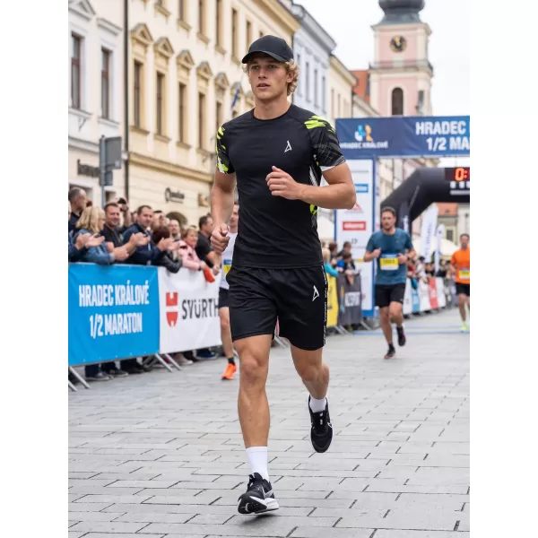  Hochwertiges Funktions-Kompressions-T-Shirt mit kurzen Ärmeln für Herren ALTISPORT VOJ/ALM039TR04 SCHWARZ UND GELB 