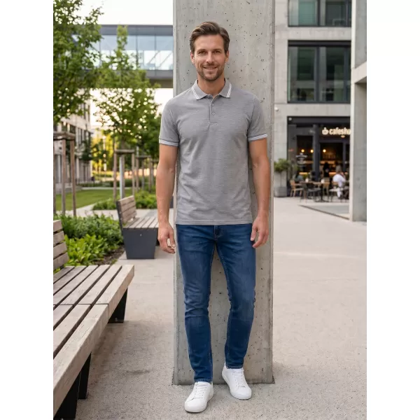  Herren-T-Shirt mit Kragen ALTISPORT NoPrint NP/ALM912 DUNKELGRAUE HIGHLIGHTS 