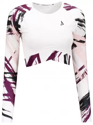 Hochwertiges Funktions-Crop-Top mit langen Ärmeln für Damen ALTISPORT VOJ/ALW039TR04 WEIß