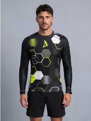 Hochwertiges funktionelles Kompressions-T-Shirt für Herren ALTISPORT VOJ/ALM037TR03 SCHWARZ UND GELB
