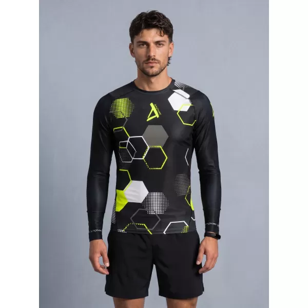  Hochwertiges funktionelles Kompressions-T-Shirt für Herren ALTISPORT VOJ/ALM037TR03 SCHWARZ UND GELB 
