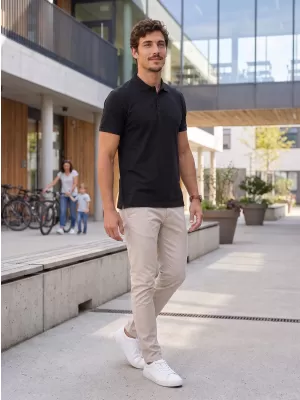Herren-T-Shirt mit Kragen ALTISPORT NoPrint NP/ALM302 EBENHOLZGRAU