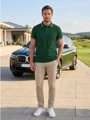 Herren-T-Shirt mit Kragen ALTISPORT NoPrint NP/ALM912 DUNKELGRÜN