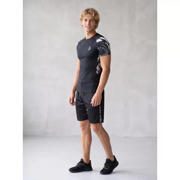  Hochwertiges Funktions-Kompressions-T-Shirt mit kurzen Ärmeln für Herren ALTISPORT VOJ/ALM039TR04 SCHWARZ UND WEIß 