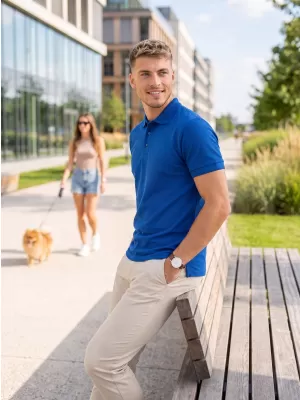 Herren-T-Shirt mit Kragen ALTISPORT NoPrint NP/ALM302 KÖNIGSBLAU