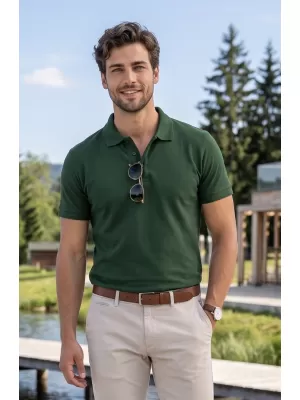 Herren-T-Shirt mit Kragen ALTISPORT NoPrint NP/ALM302 FLASCHENGRÜN