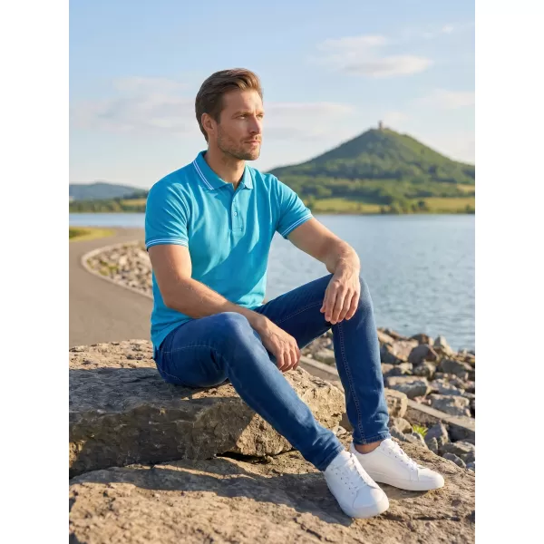  Herren-T-Shirt mit Kragen ALTISPORT NoPrint NP/ALM912 TÜRKIS 