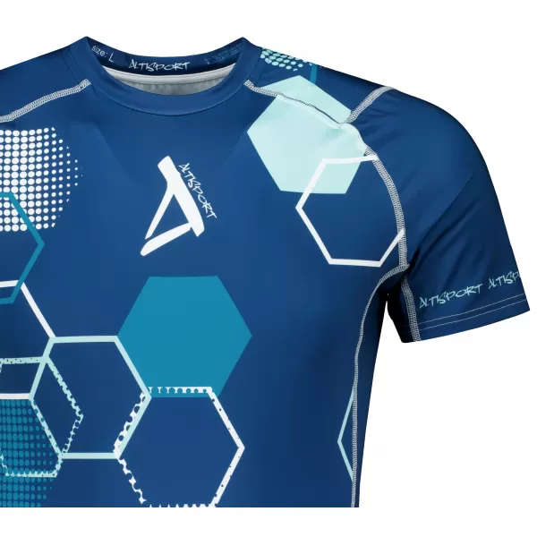  Hochwertiges Funktions-Kompressions-T-Shirt mit kurzen Ärmeln für Herren ALTISPORT VOJ/ALM037TR04 NAVY BLAU 