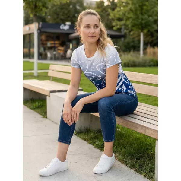  Hochwertiges Funktions-T-Shirt für Damen ALTISPORT VOJ/ALW045TR01 MARINEBLAU/WEIß 