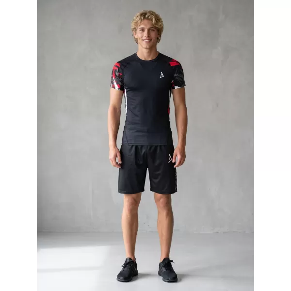  Hochwertiges Funktions-Kompressions-T-Shirt mit kurzen Ärmeln für Herren ALTISPORT VOJ/ALM039TR04 SCHWARZ UND ROT 