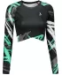 Hochwertiges Funktions-Crop-Top mit langen Ärmeln für Damen ALTISPORT VOJ/ALW039TR04 SCHWARZ/TÜRKIS