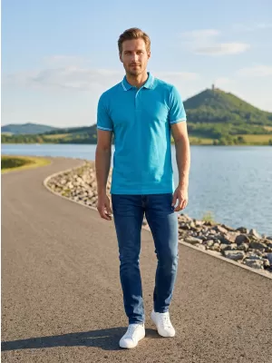 Herren-T-Shirt mit Kragen ALTISPORT NoPrint NP/ALM912 TÜRKIS