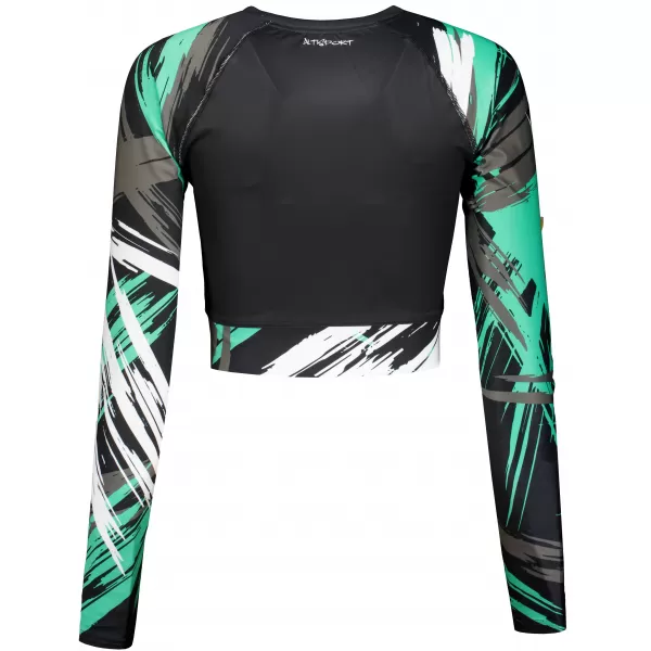 Hochwertiges Funktions-Crop-Top mit langen Ärmeln für Damen ALTISPORT VOJ/ALW039TR04 SCHWARZ/TÜRKIS 