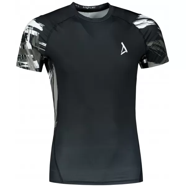  Hochwertiges Funktions-Kompressions-T-Shirt mit kurzen Ärmeln für Herren ALTISPORT VOJ/ALM039TR04 SCHWARZ UND WEIß 