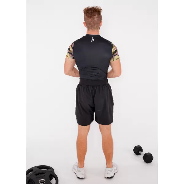  Hochwertiges Funktions-Kompressions-T-Shirt mit kurzen Ärmeln für Herren ALTISPORT VOJ/ALM038TR04 SCHWARZ UND GRÜN 