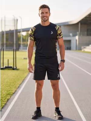Hochwertiges Funktions-Kompressions-T-Shirt mit kurzen Ärmeln für Herren ALTISPORT VOJ/ALM038TR04 SCHWARZ UND GRÜN