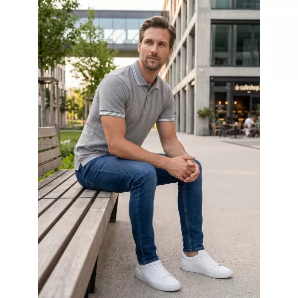  Herren-T-Shirt mit Kragen ALTISPORT NoPrint NP/ALM912 DUNKELGRAUE HIGHLIGHTS 