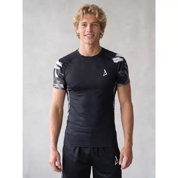  Hochwertiges Funktions-Kompressions-T-Shirt mit kurzen Ärmeln für Herren ALTISPORT VOJ/ALM039TR04 SCHWARZ UND WEIß 