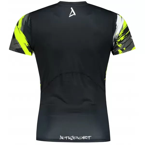  Hochwertiges Funktions-Kompressions-T-Shirt mit kurzen Ärmeln für Herren ALTISPORT VOJ/ALM039TR04 SCHWARZ UND GELB 