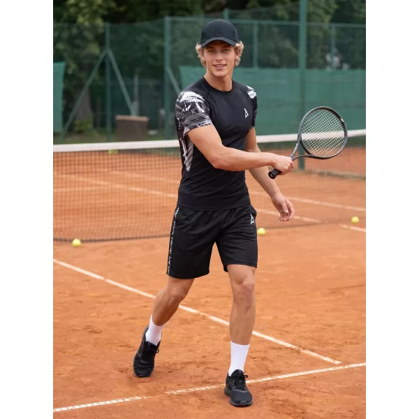  Hochwertiges Funktions-Kompressions-T-Shirt mit kurzen Ärmeln für Herren ALTISPORT VOJ/ALM039TR04 SCHWARZ UND WEIß 