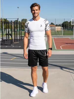 Hochwertiges Funktions-Kompressions-T-Shirt mit kurzen Ärmeln für Herren ALTISPORT VOJ/ALM038TR04 WEIß