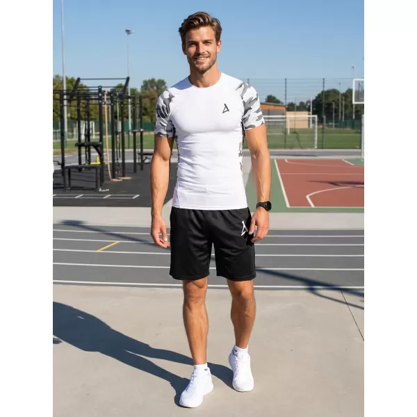  Hochwertiges Funktions-Kompressions-T-Shirt mit kurzen Ärmeln für Herren ALTISPORT VOJ/ALM038TR04 WEIß 