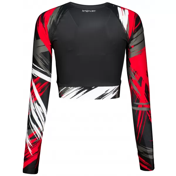  Hochwertiges Funktions-Crop-Top mit langen Ärmeln für Damen ALTISPORT VOJ/ALW039TR04 SCHWARZ ROT 
