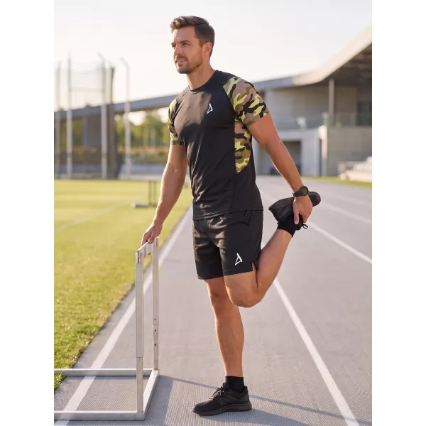 Hochwertiges Funktions-Kompressions-T-Shirt mit kurzen Ärmeln für Herren ALTISPORT VOJ/ALM038TR04 SCHWARZ UND GRÜN 