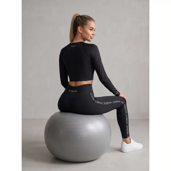  Hochwertiges Funktions-Crop-Top mit langen Ärmeln für Damen ALTISPORT VOJ/ALW000TR04 SCHWARZ 