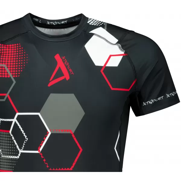  Hochwertiges Funktions-Kompressions-T-Shirt mit kurzen Ärmeln für Herren ALTISPORT VOJ/ALM037TR04 SCHWARZ UND ROT 