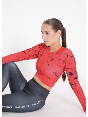 Hochwertiges Funktions-Crop-Top mit langen Ärmeln für Damen ALTISPORT VOJ/ALW034TR04 ROT