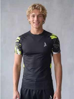 Hochwertiges Funktions-Kompressions-T-Shirt mit kurzen Ärmeln für Herren ALTISPORT VOJ/ALM039TR04 SCHWARZ UND GELB