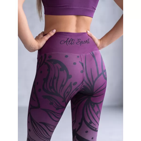  Lange Premium-Funktionsleggings für Damen ALTISPORT VOJ/ALW045LEG01 LILA/SCHWARZ 