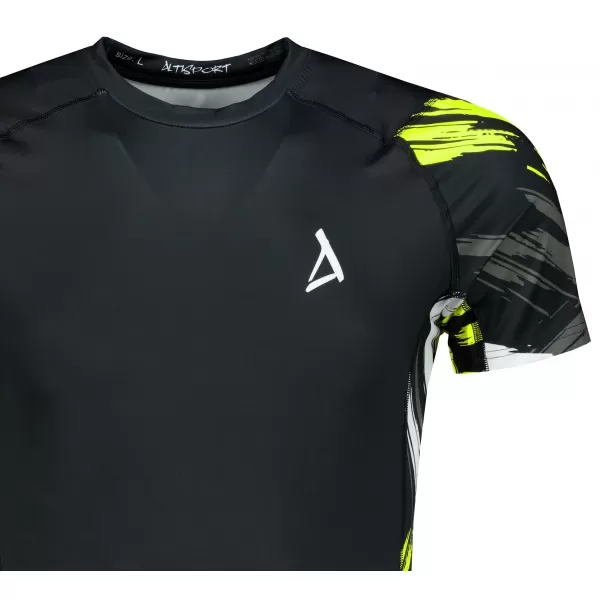  Hochwertiges Funktions-Kompressions-T-Shirt mit kurzen Ärmeln für Herren ALTISPORT VOJ/ALM039TR04 SCHWARZ UND GELB 