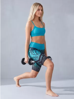 Hochwertige Damen-Funktionsleggings oberhalb des Knies ALTISPORT VOJ/ALW045LEG02 SMARAGD/SCHWARZ
