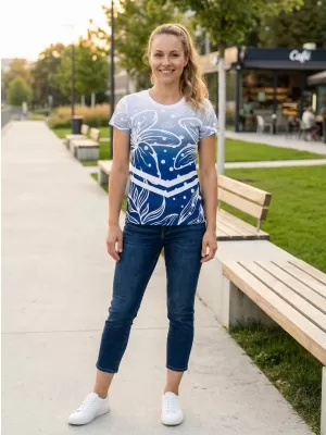 Hochwertiges Funktions-T-Shirt für Damen ALTISPORT VOJ/ALW045TR01 MARINEBLAU/WEIß