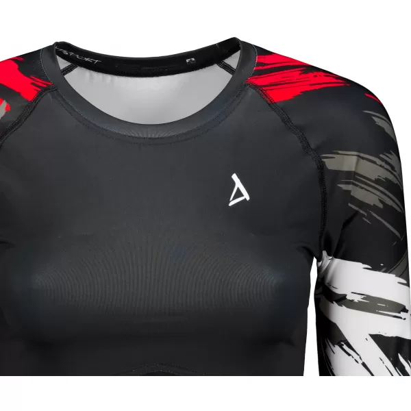  Hochwertiges Funktions-Crop-Top mit langen Ärmeln für Damen ALTISPORT VOJ/ALW039TR04 SCHWARZ ROT 