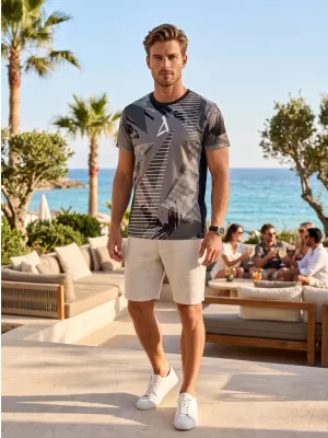 Funktionelles Premium-T-Shirt für Herren ALTISPORT VOJ/ALM044TR01 SCHWARZ UND WEIß